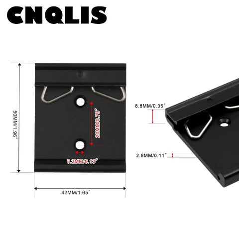 1.65 Inch Din Rail Mount Clip Snap In Universal Bracket For 35mm Din Rails Aluminum Alloy Relay Clip Heavy Duty Black Mounting Clip