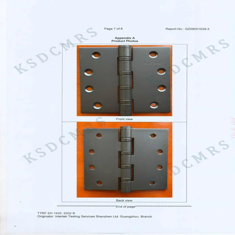 4x4 in black stainless steel door hinges, heavy-duty ball bearing, 4-pack; front and back views.