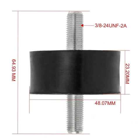 Side view of 2X Engine Top Motor Mount Rubber for Polaris Sportsman Ranger Scrambler Quads with dimensions displayed.