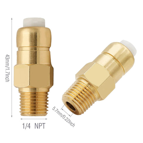 Two brass 1/4 NPT thermal release valves for pressure washer pumps, replacement pump protector