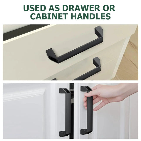 4 Pack 4040 Aluminum Rectangular Pull Handles With 180mm Hole Distance Black installed on drawers and cabinets