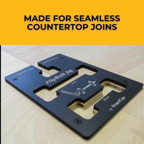 FlipBolt Jig For Fastening Stiles, Countertops, And Invisible Connectors With Routing on wooden surface