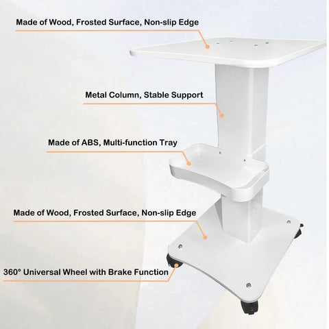 Esthetician Cart With Three Tiers Rolling Beauty Trolley Featuring 360 Degree Silent Wheels And Aluminum Alloy Tray front view