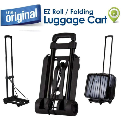 EZ Roll Luggage Cart With Lightweight Aluminum Frame For Easy Transport Of Luggage And Supplies Holds Up To 77 Lbs Extends To 38 Inches