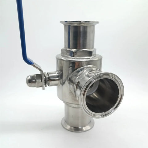 Geife 2-inch tri-clamp sanitary 3-way ball valve, stainless steel 304, blue handle