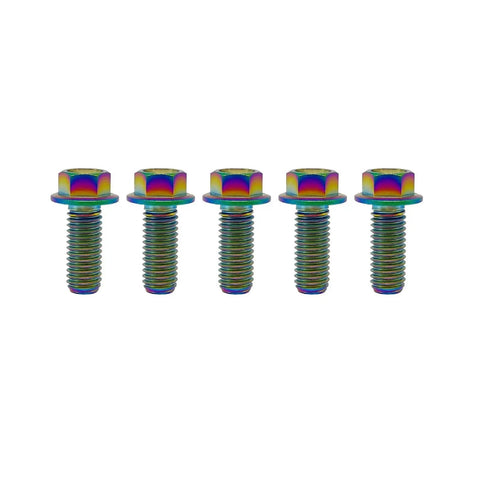 Rainbow Titanium Flange Hex Head Bolts M6x1.0x16mm Pack Of 5 For Motorcycle And Car Modification Aerospace Grade Ti 6AL4V Bolt Set With PVD Rainbow Coating