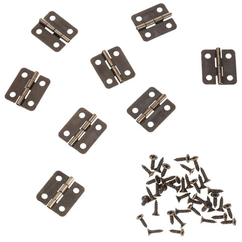 Antique Bronze 180 Degree Mini Hinge Set With 10 Hinges And 40 Screws For Wooden Boxes Jewelry Boxes Cabinets DIY Crafts 18x16mm