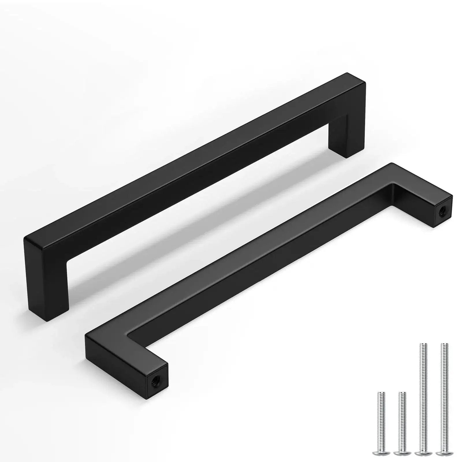 Matte Black Cabinet Handles 30 Pack Square Drawer Pull...