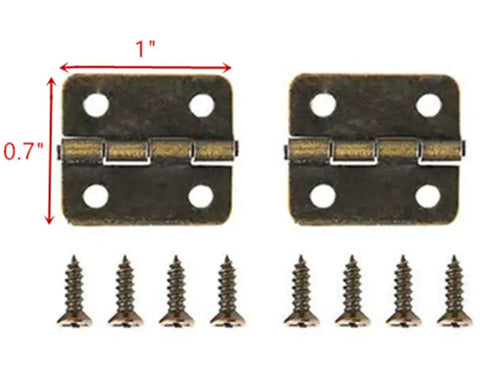 Mini Hinges Set 50 Pieces 1 Inch By 0.7 Inch 180 Degree Rotation With Mounting Screws Bronze Tone For Jewelry Box Dollhouse Miniature Furniture Cabinet Closet