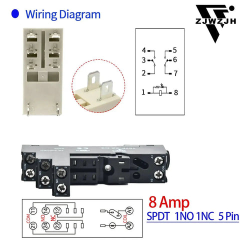 Six Pack Mini Relay Switch 8 Amp 110 To 120V AC DPDT 2NO 2NC Socket Base With Test Button Indicator LED Light Screw Terminal