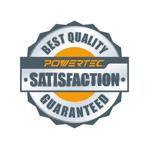 Seal showing 'Best Quality Satisfaction Guaranteed' from Powertec, in grey and orange colors.
