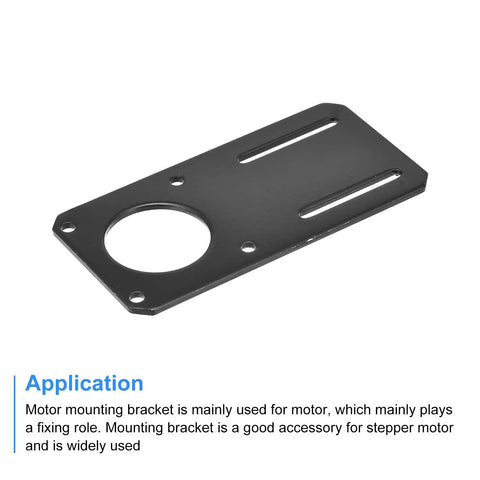 Sturdy 132x65mm Black Motor Bracket Mounting Holder For NEMA 23 Stepper Motor showing side view with fixing holes