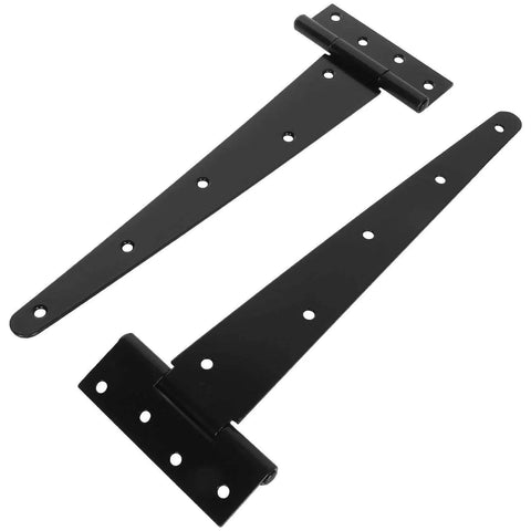 Six Pack 12 Inch T Strap Shed Hinge Set In Black Heavy Duty Iron T Hinge For Doors Barn Gates Fence Garden Shed Outdoor Hardware Includes Screws Durable Rust Resistant 50 Kg Load Capacity