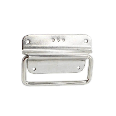 Front view of 4 Pack Stainless Steel Wardrobe Handles Set With Foldable Boat Hatch Latches And Lifting Ring Pulls Rust Resistant Satin Finish 100mm Face Plate Ideal For Cabinets Doors Chests And Toolboxes