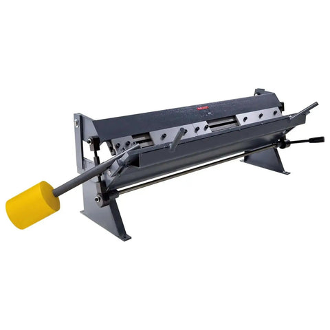 Box And Pan Brake 36 Inch Sheet Metal Bending Tool With 16 Gauge Mild Steel Capacity and 0 to 135 Degree Adjustable Angles on workshop floor.