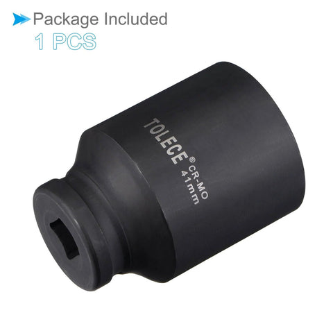 Deep Impact Socket 41mm, Half Inch Drive, 78mm Length, CRMO 12 Point, heavy duty socket for DIY projects shown in package.