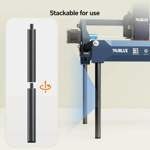 Laser Engraver Raiser Set For X2 And K15 Machines, Four 2 Inch Lifters To Boost Engraving Height By 2 Inches installed view