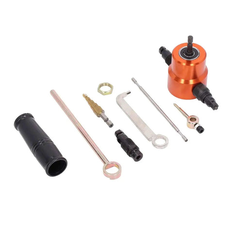 360 Degree Double Head Sheet Metal Cutter And Drilling Tool Electric Nibbler Attachment with accessories for auto and DIY use