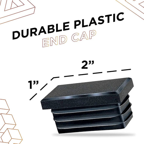 Ribbed 1x2 Inch Plastic Hole Caps For Rectangular Tubing, Black End Caps, durable and weather resistant, close-up view