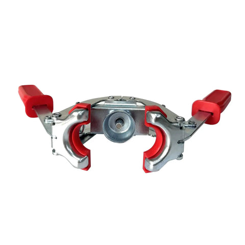 Manual Beer Bottle Capper Tool With 150 Count Caps 26mm Crown Cap Press for home brewing with red non-slip handle and steel frame.