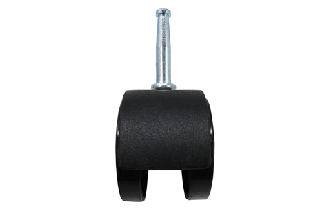 2 Inch Twin Wheel Office Chair Caster With Friction Stem Mount, Five Sixteenth Inch Stem Diameter, Black