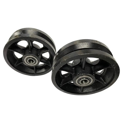 Sturdy 6 Inch Cast Iron V Groove Wheel With Sealed Bearings For Gate Tracks, 5/8 Inch Bore, Set Of 2 By Sourdough Gate Hardware