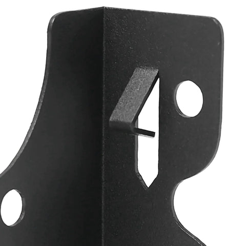 Close-up of Q235B steel black powder coated joist hanger from 24 Pcs 2x4 Joist Hangers Set for rafters and ceiling joists.