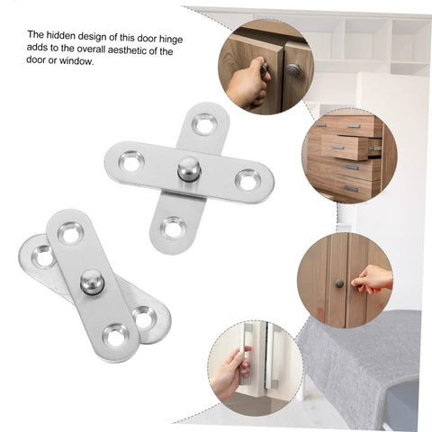 Secret Door Hinges 360 Degree Rotatable Hidden Hinges For Cabinets In Stainless Steel shown in various applications