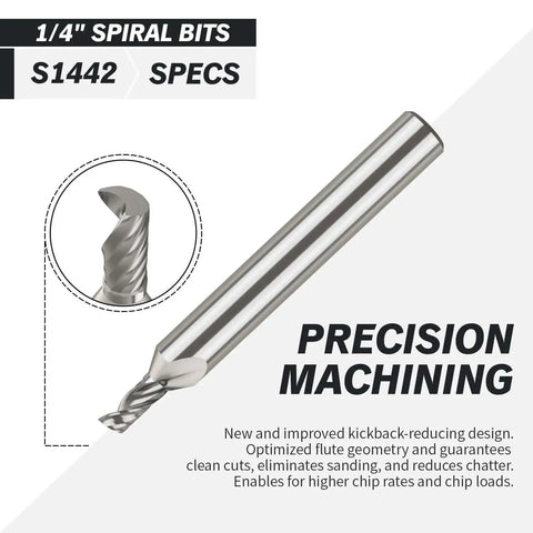 O Flute Upcut Spiral CNC Router Bit For Plastics And Soft Materials One Eighth Inch Diameter One Quarter Inch Shank Two Inch Overall Length Single Flute End Mill For Smooth Fast Chip Removal Pro Grade ZahyoX