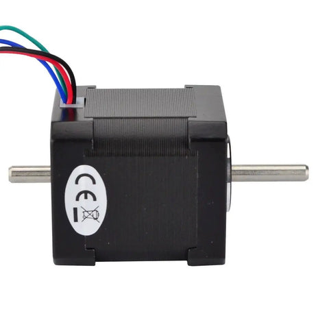 Front view of High Torque Double Shaft Nema 17 Stepper Motor 1.68A 45Ncm Bipolar 4 Wire For 3D Printer CNC DIY Projects with rear encoder shaft.