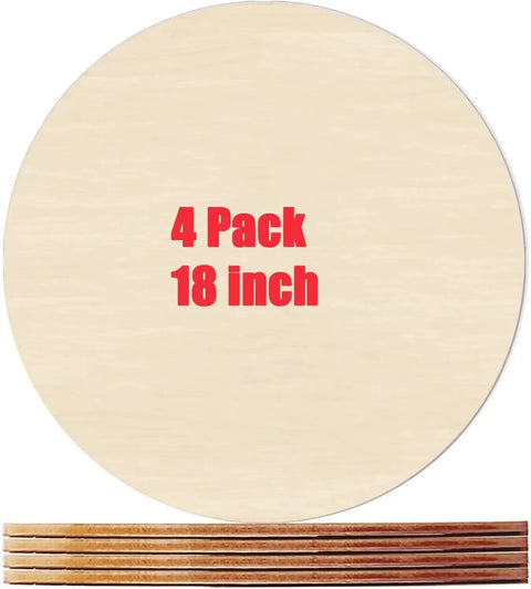 4 Pack 18 Inch Round Plywood Boards for Crafts and DIY Projects Smooth Basswood Circle Sheets Unfinished Wood for Laser Cutting