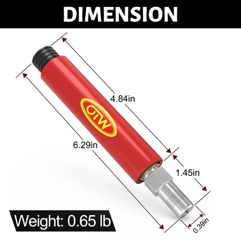 Grease Fitting Cleaning Tool That Cleans And Flushes Out Old Dried Grease From Fittings Pins Shafts Bushings And Joints Using Penetrating Fluid And Hydraulic Pressure Red 2025 Upgrade To Slash Downtime And Boost Maintenance Efficiency, red tool with dimensions and weight shown