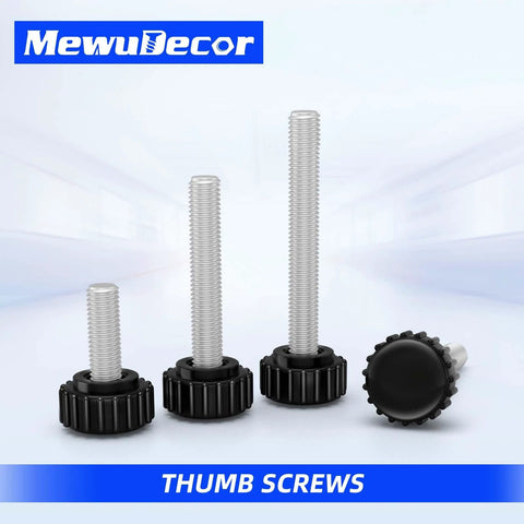 M6 X 15mm Threaded Knurled Thumb Screws With Round Plastic Clamping Knobs, Black Carbon Steel, 1.0mm Pitch, 6 Pack