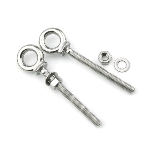 316 Stainless Steel Eye Bolt Set Of 5 With Nuts And Washers, Heavy Duty Eyebolts M8 X 1.25mm, shown with nuts and washers