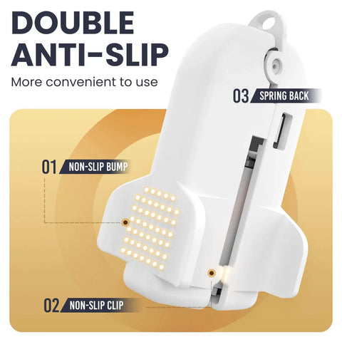 Heavy Duty Plastic Vacuum Storage Clip Seal Grip For Space Saver Bags with anti-slip design, demonstrating non-slip bump and clip features.