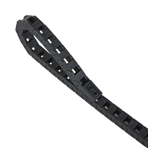 7x7mm Internal Size Black Plastic Drag Chain Cable Carrier 1M Length For CNC Machines, R15 Bend Radius, Rugged Nylon Build