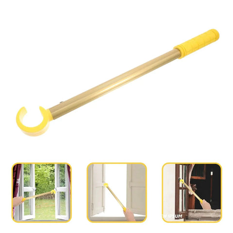 0.4m Adjustable Window Catch Pole Tool for high windows, showing ergonomic tension rod and non-slip grip for kitchen bay use.