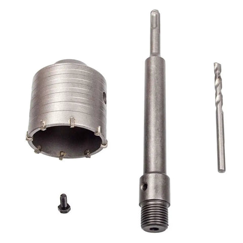 2 1/2 Inch Concrete Hole Saw with SDS Plus Shank 65mm Wall Drill Bit by CertBuy, carbide tipped cutter parts visible on white background