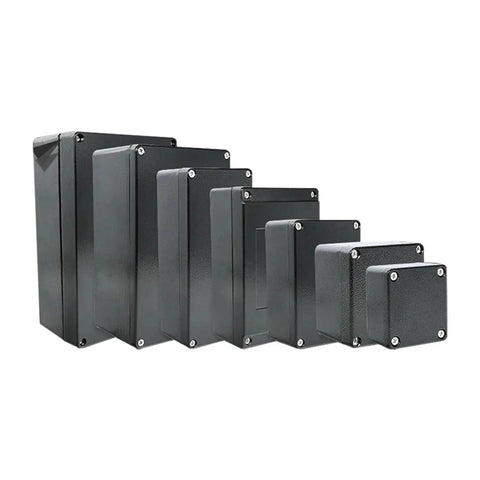 Outdoor Waterproof Aluminum Electrical Box Enclosure Explosion Proof Case For Junctions in various sizes, black.