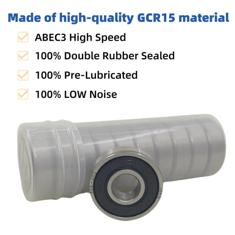 20-Pack 608-2RS sealed 8x22x7mm micro deep groove ball bearings in plastic packaging with rubber shields shown