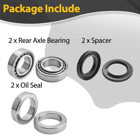 Rear Axle Bearing With Inner Spacer Oil Seal Kit For Frontier 2005-2014, Armada 2005-2015 And Titan 2004-2015 package contents