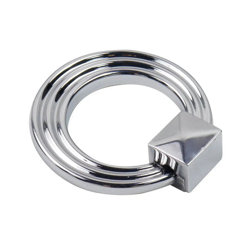 Polished Silver Cabinet Ring Pulls 1.77 Inch Diameter Round Drop Handles For Cabinets And Drawers Pack Of 4 Zinc Alloy Rust Resistant