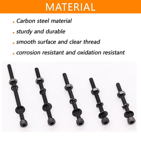461 Piece M3 Hex Socket Head Screws Kit With Nuts Washers Lock Washers 30mm 35mm 40mm 45mm 50mm 12.9 Grade Alloy Steel