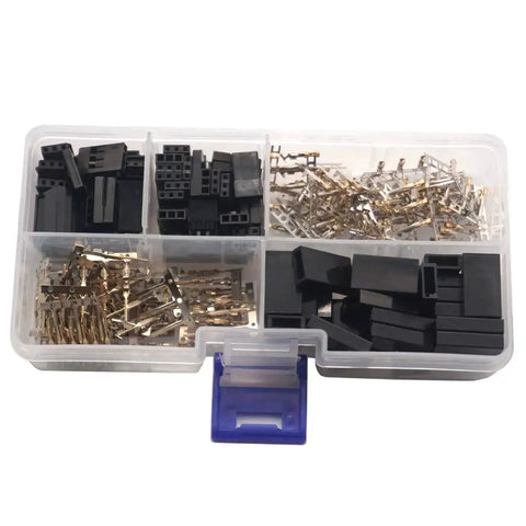 30 Sets RC Servo Plug Connector Kit with Male and Female Crimp Pins 2.54mm Pitch in compartmentalized box