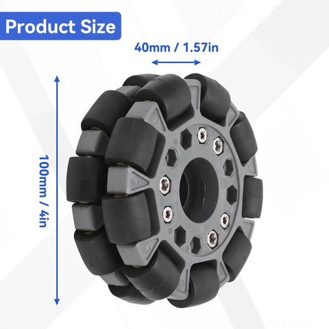 100mm Omnidirectional Wheel For Robot Platform with Dual Plastic Wheel Set and Rubber Rollers detailed dimensions