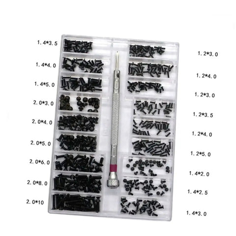 Two Piece Miniature Screw Set With 18 Different Sizes Flat Head And Round Head Tiny Screws For Glasses And Crafts Grab And Go Portable Storage Case
