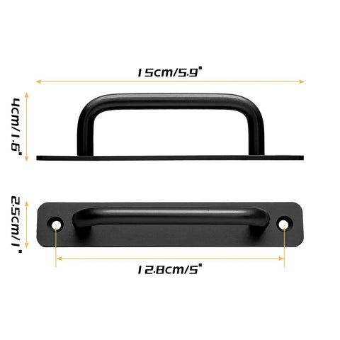 2 Pack Aluminum Alloy Sliding Barn Door Handle With Plate 128mm Center To Center Hole Spacing 5.9 Inch Total Length Black Finish