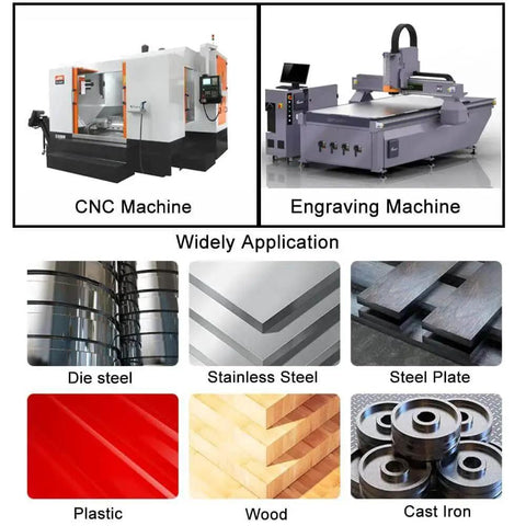 CNC and engraving machines with applications in die steel, stainless steel, steel plate, plastic, wood, and cast iron.