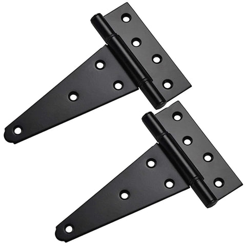 6 Inch T Strap Shed Door Hinges Heavy Duty Black Tee Hinge For Wooden Fences Yard Doors Barn Doors And Gates Rustproof 2 Pack