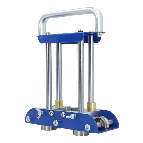 Lightweight 3 Station Sheet Metal Bender Roller For 0 To 90 Degree Bends with blue frame and steel rollers for metal roofing